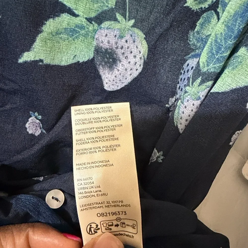 Free people Blue Floral Print Button Down Sheer/Mesh(Size Small)